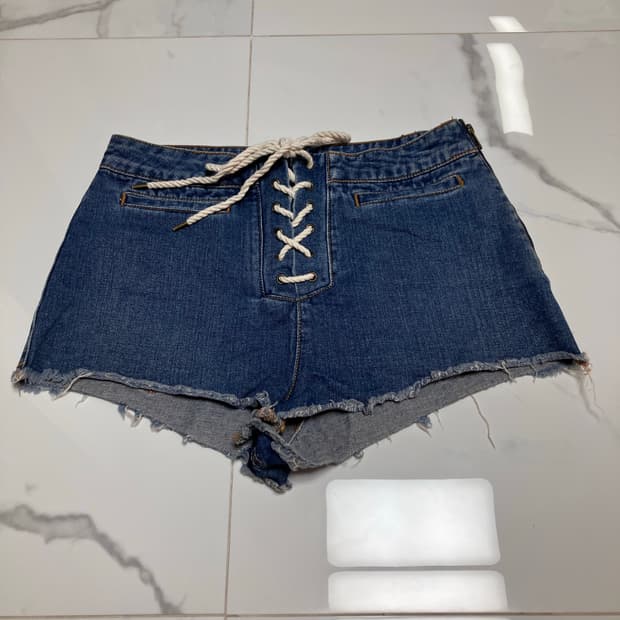 BDG 마이크로 쇼츠 데님 청바지 레이스 업 코르셋 반바지