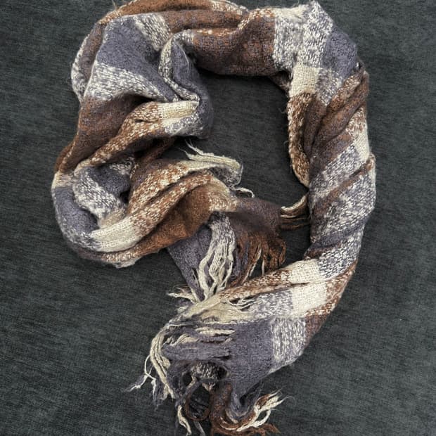 빈티지 러프 체크 머플러