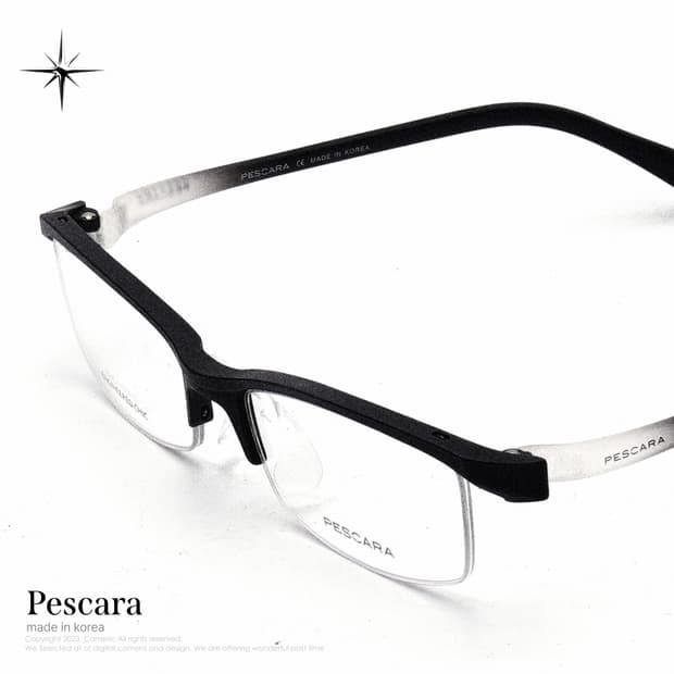 (🖤긱시크블랙) Pescara 반무테 블랙 뿔테 빈티지 안경