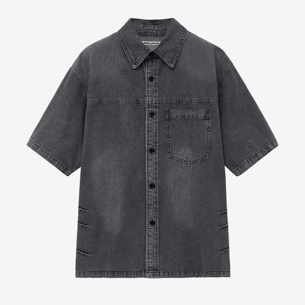 인사일런스 슬래시 워싱 데님 셔츠 WASHED GREY L사이즈