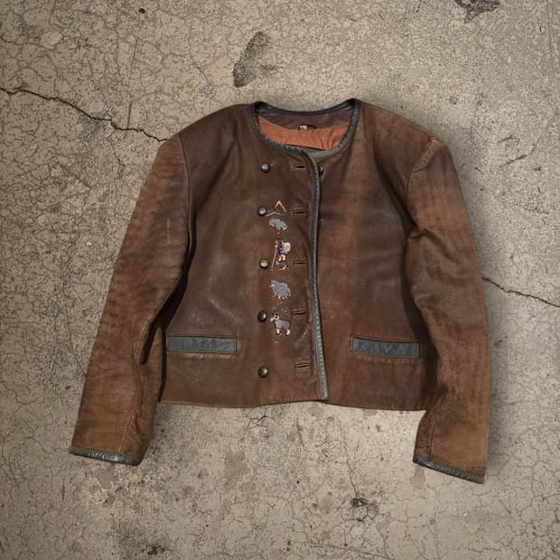 70~80s Brown Leather 트라흐텐 자켓