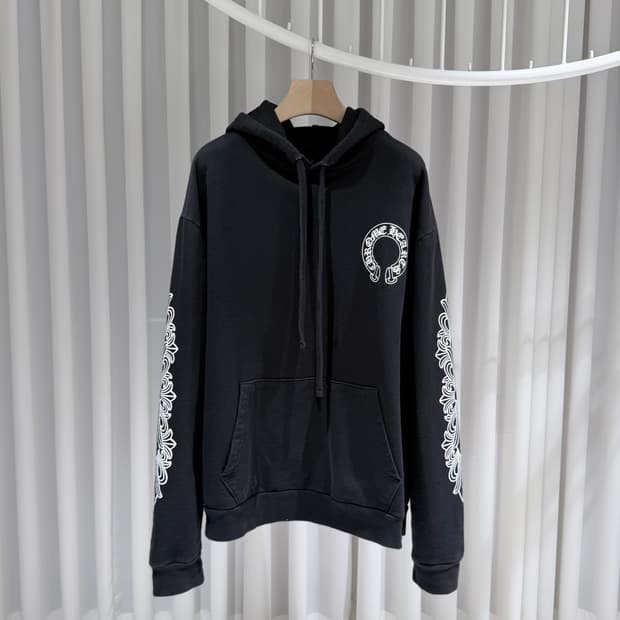 (A+/XL) / 크롬하츠 플로랄 홀스슈 말굽 후드티 블랙