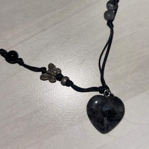 하트원석 비즈목걸이 핸드메이드