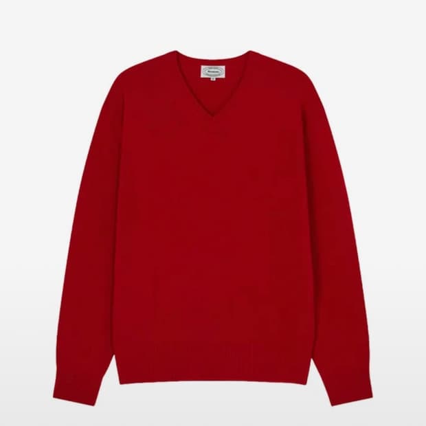 브루먼(bruman) 브이넥 니트 울캐시미어 칠 레드 M