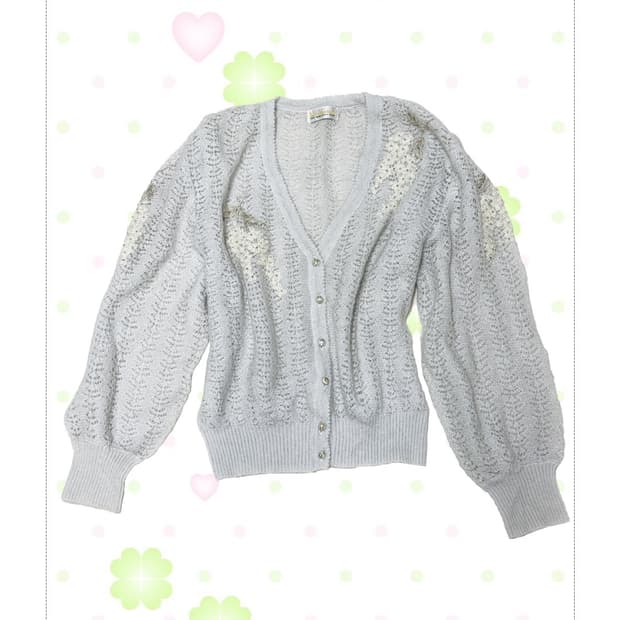 레이스 연그레이 플라워 자수가디건   