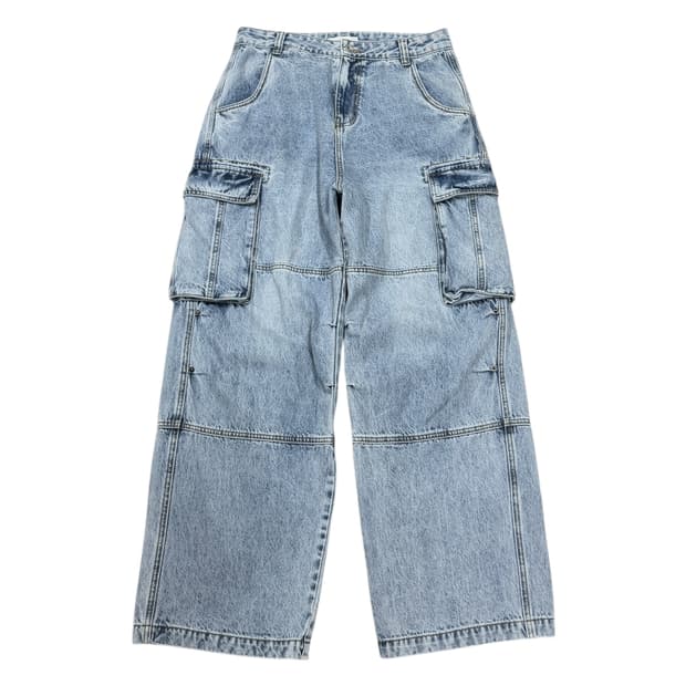 HIRISK 빈티지 데님 멀티 포켓 카고팬츠 바지 M