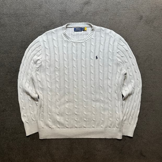 폴로 랄프로렌 케이블 니트 XL 라이트 그레이
