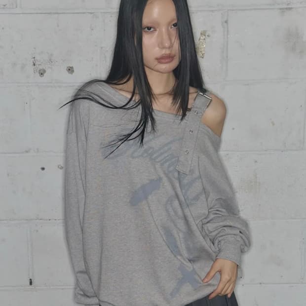 원숄더 버클 스웻셔츠 (MELANGE GRAY)_F24ZB063