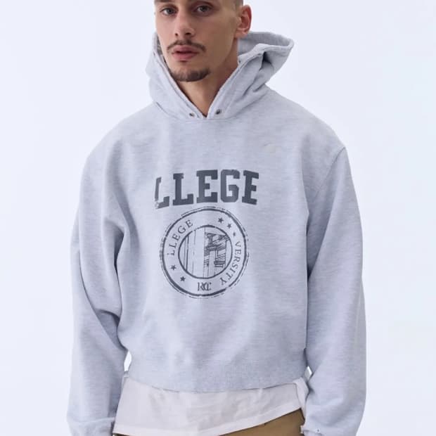 렉토 워싱 크롭 후드티