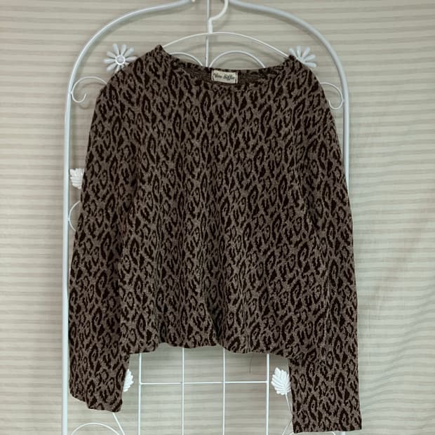 빈티지 호피 라운드 니트 y2k 스트릿 갸루 펑키 일본빈티지578