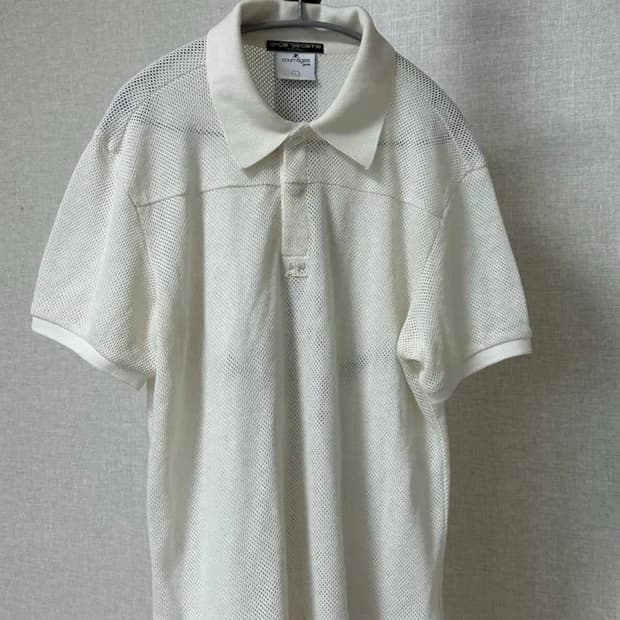 Courreges 꾸레쥬 화이트 메쉬 반팔 폴로티