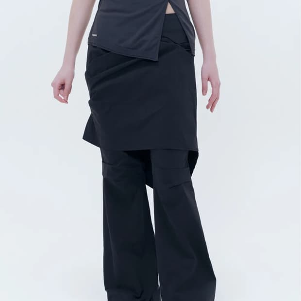 미세키서울 Draped chiton midi skirt pants SET