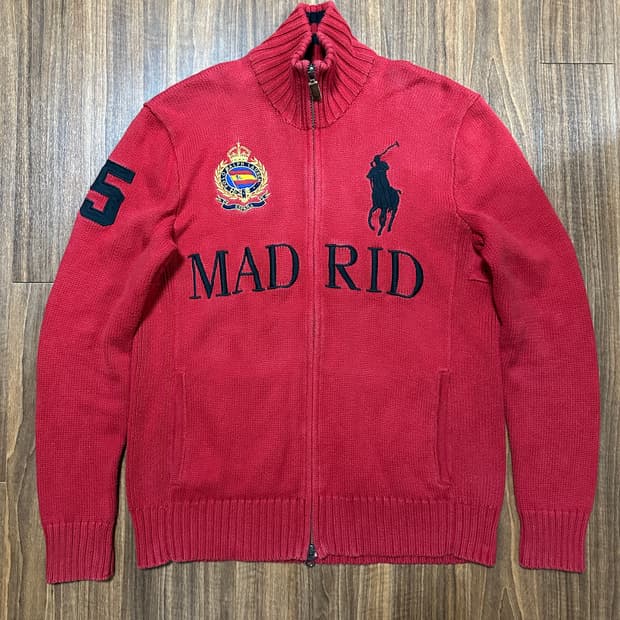 (S) 폴로 빅포니 니트 집업 마드리드 레드