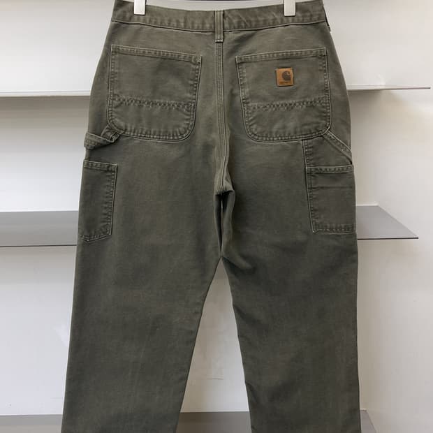 칼하트 B11 모스 캔버스 카펜터 팬츠