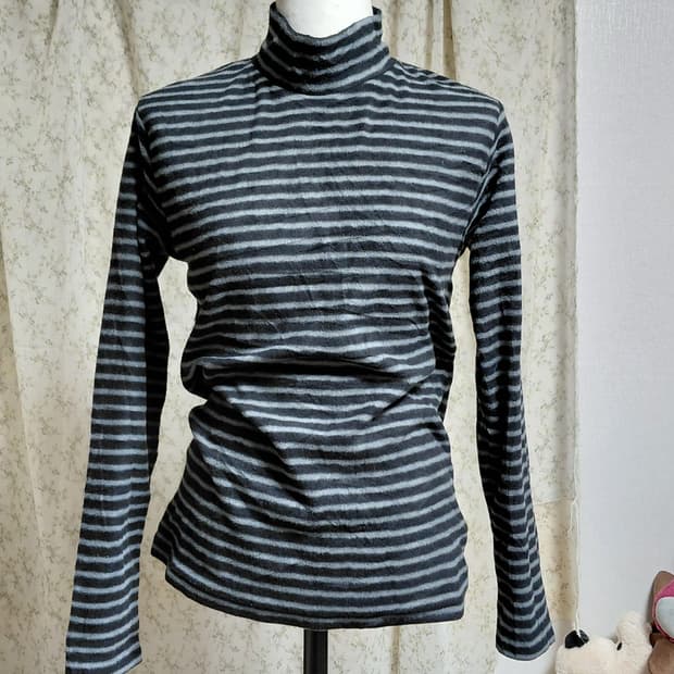 [일본빈티지] 너드모리 줄무늬 목폴라 긴팔 티셔츠