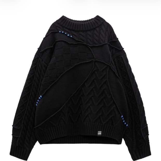 자라 X 아더에러 패치워크 오버사이즈 니트 블랙 S-M