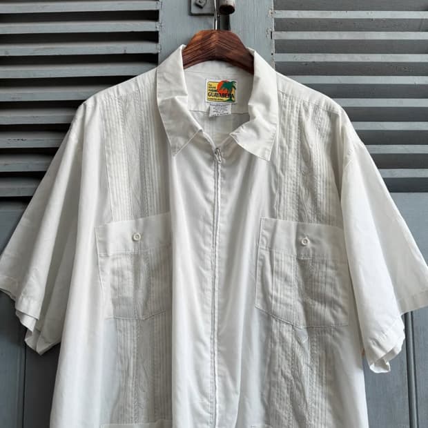 [3XL]GUAYABERA 클래식 화이트 집업 구아야베라 셔츠