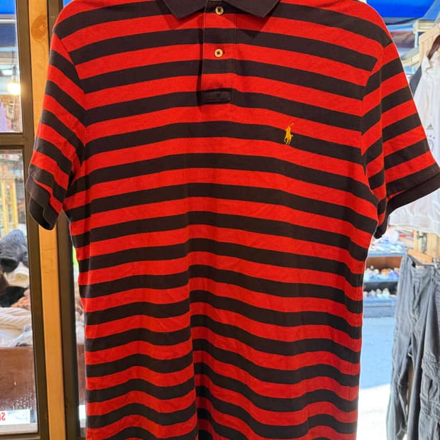 폴로 랄프로렌 옐로우포니 레드 스트라이프 반팔 카라티