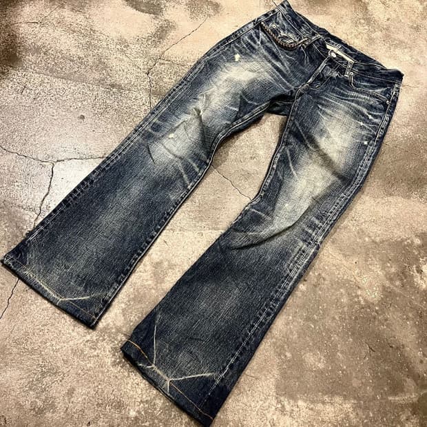 히스테릭 글래머 부츠컷 워싱 데님 진