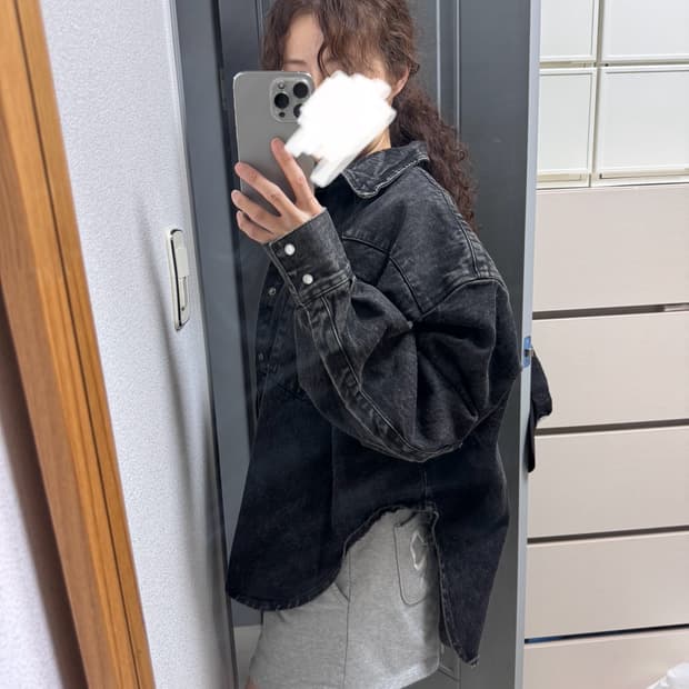 흑청 박스 스냅단추 데님자켓(남여공용)