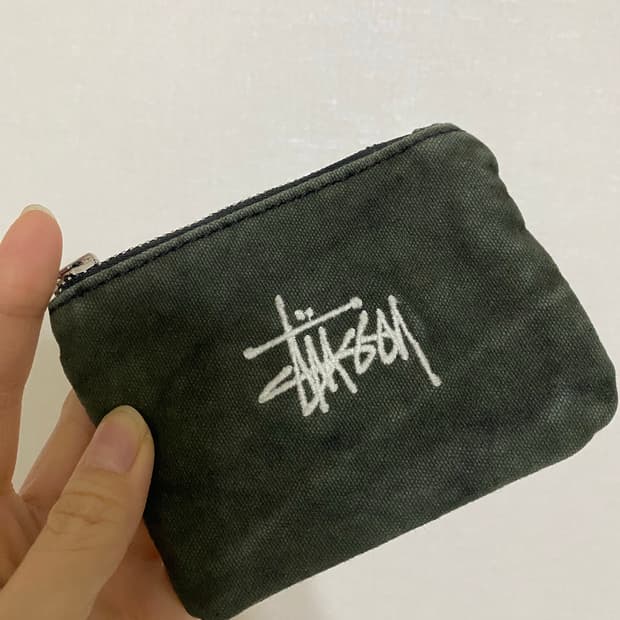 스투시 캔버스 코인 파우치 워시드 블랙