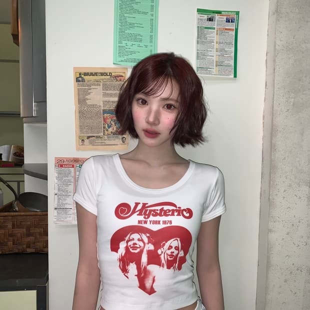 히스테릭 글래머 히스테릭 하트 치비 티셔츠 화이트