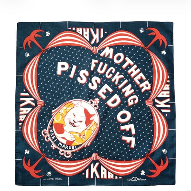 [OS] 캐피탈 컬러드 반다나 앵그리 캣 네이비