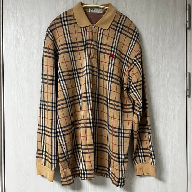 [정품]버버리 노바 체크 긴팔 폴로 셔츠 L