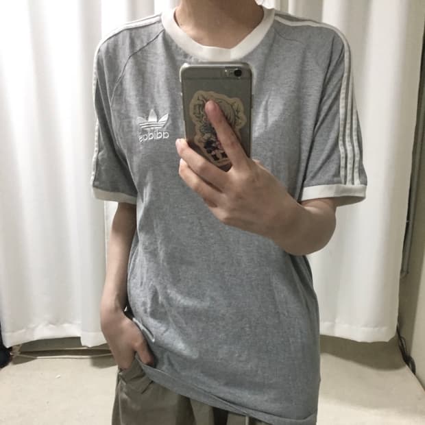 아디다스 그레이 트랙탑 링거 반팔 티셔츠