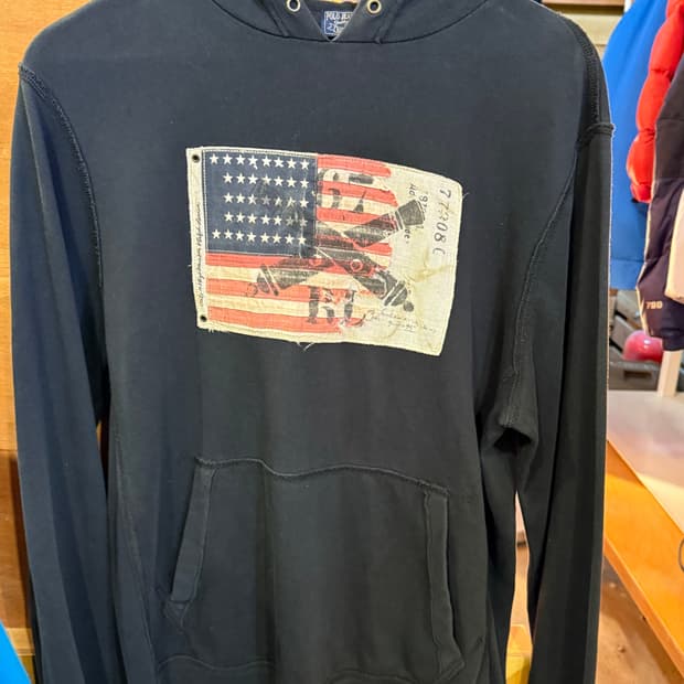 폴로진스 성조기 블랙 후드티