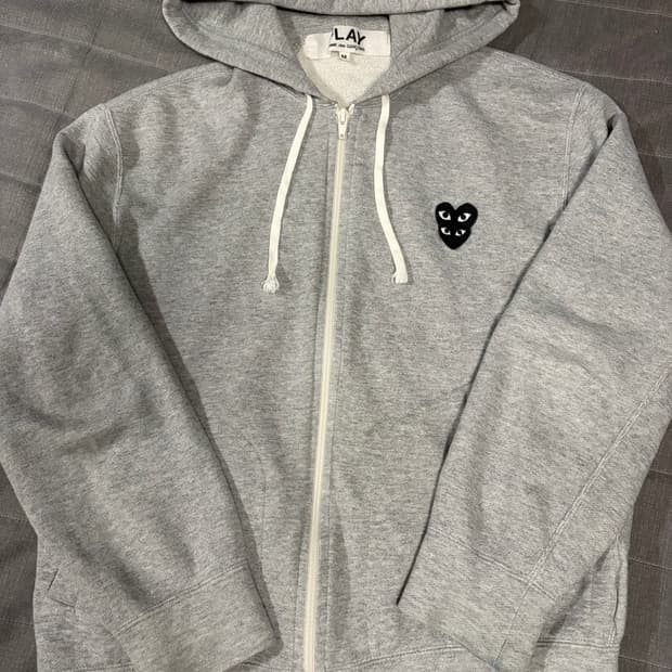 정품)꼼데가르송 더블와펜 그레이 후드집업