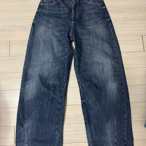 자라 진청 와이드 데님 34