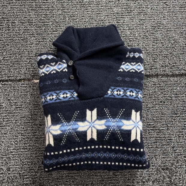 폴로 랄프로렌 스노우 플레이크 울 숄 스웨터 2523