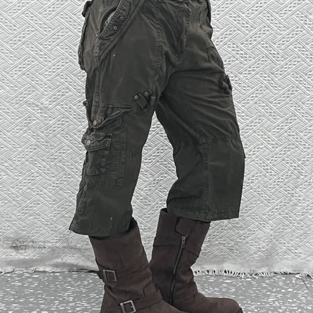 빈티지 재팬 밀리터리 스트릿 헌팅 카고 버뮤다팬츠 34인치 C11044
