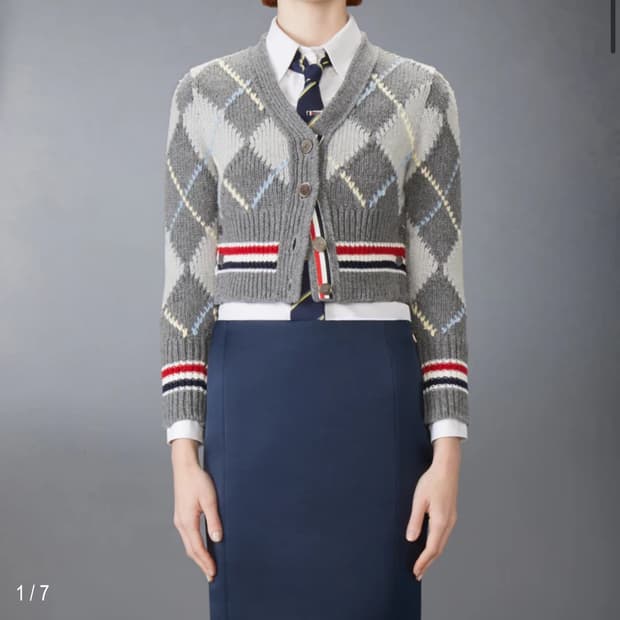 톰브라운 아가일 크롭 가디건 36사이즈