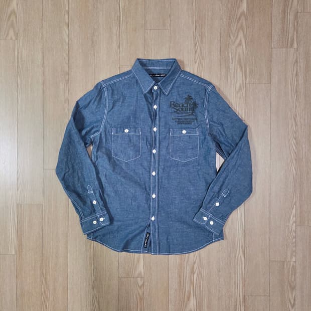 비치 사운드 더블 포켓 샴브레이 셔츠