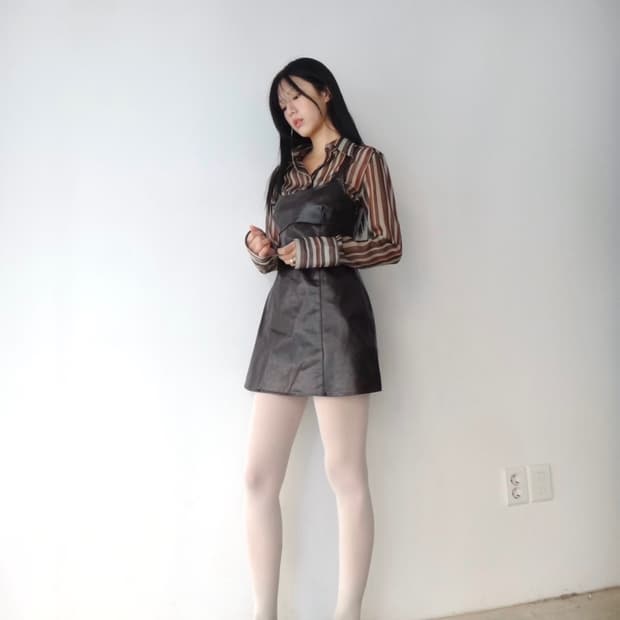 Sheer stripe shirt / purple & white 