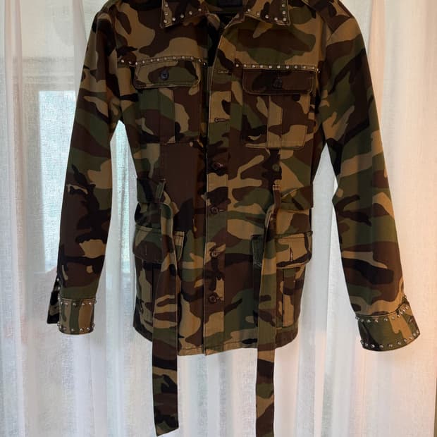 생로랑 15fw 스터드 밀리터리 카모 자켓