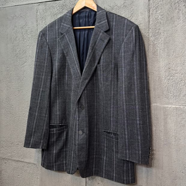베르사체 클래식 투버튼 체크 블레이저 자켓 (XL) 