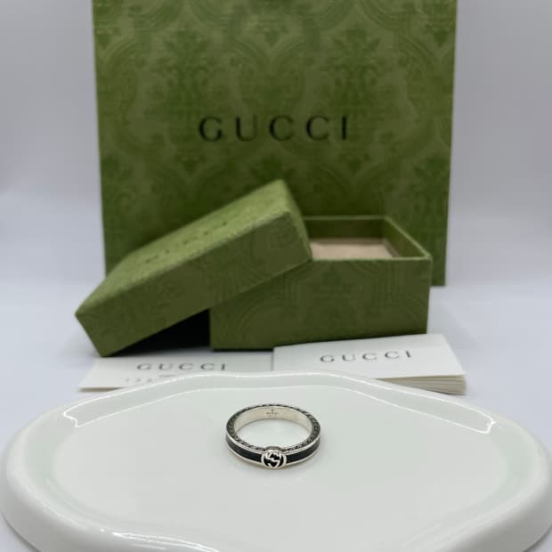 구찌 반지 20호 인터로킹 G 링 블랙