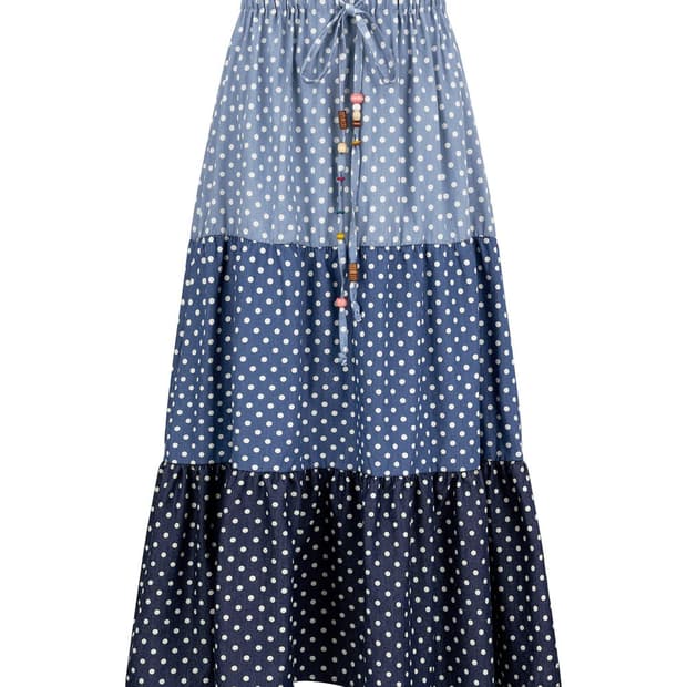샵페어리 dot denim tiered skirt (denim)