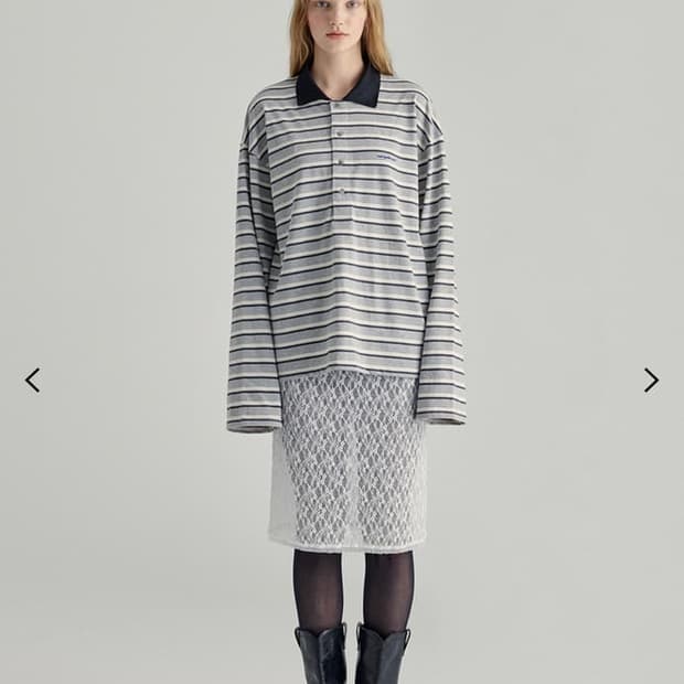 프리사이즈 마지셔우드 스트라이프 카라티 롱슬리브