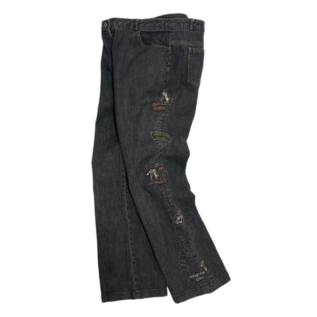 빈티지 y2k 올드스쿨 자수 데님팬츠