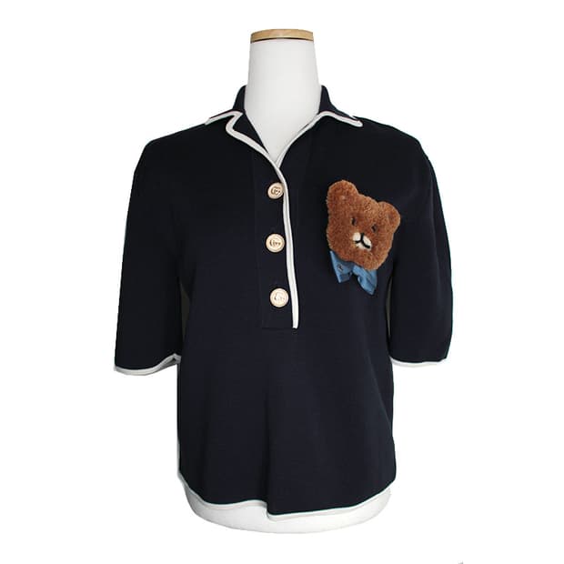 구찌 테디베어 브로치 투톤 상의 55