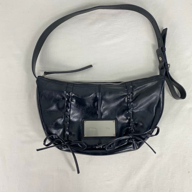 마뗑킴 하프 셔링 리본 라운드 숄더백 <60>  size 가로 30 세로