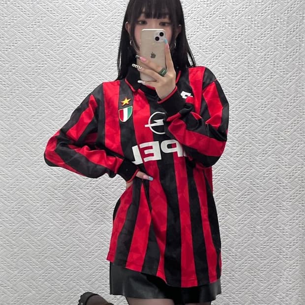 로또 AC밀란 올드스쿨 레트로 축구 유니폼 져지 카라티 L C12984