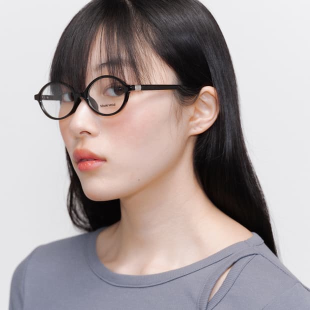 미세키서울 시그니처 로고 라운드 글래스 블랙