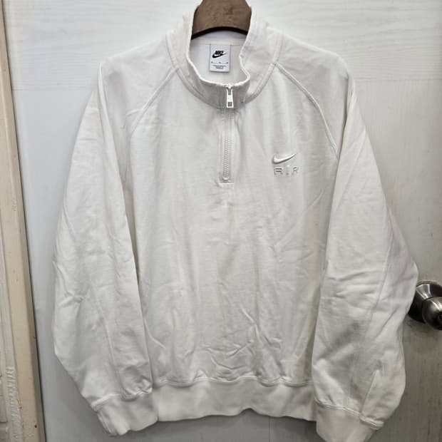 105,XL)) NIKE AIR 나이키 에어 올 화이트 반집업 긴팔티셔츠