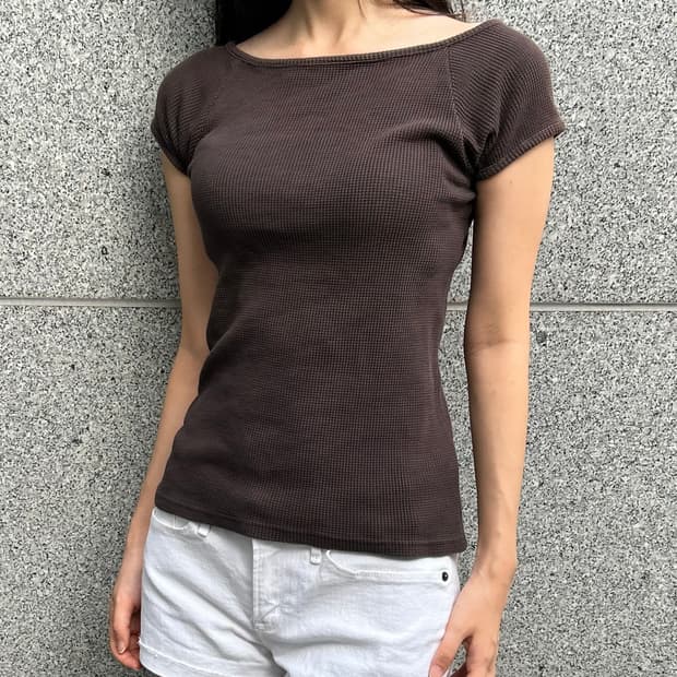waffle boat neck top