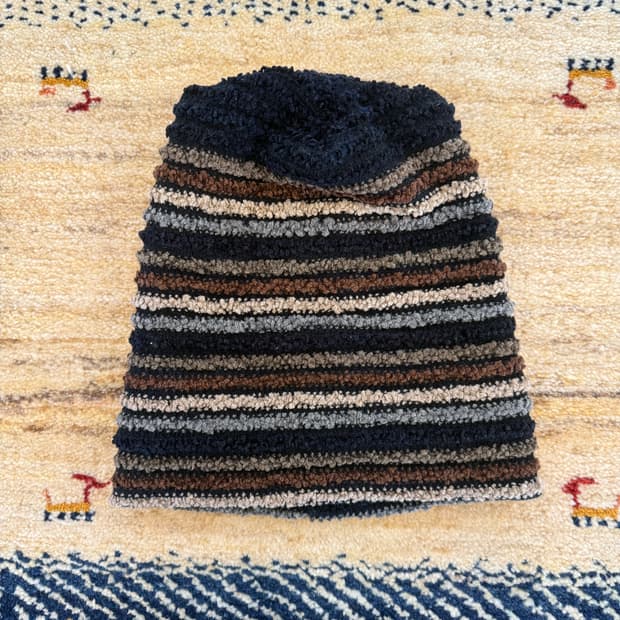 빈티지 스트라이프 파일원단 비니